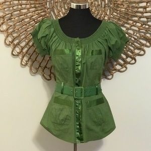 Vertigo Paris Belted Green Blouse